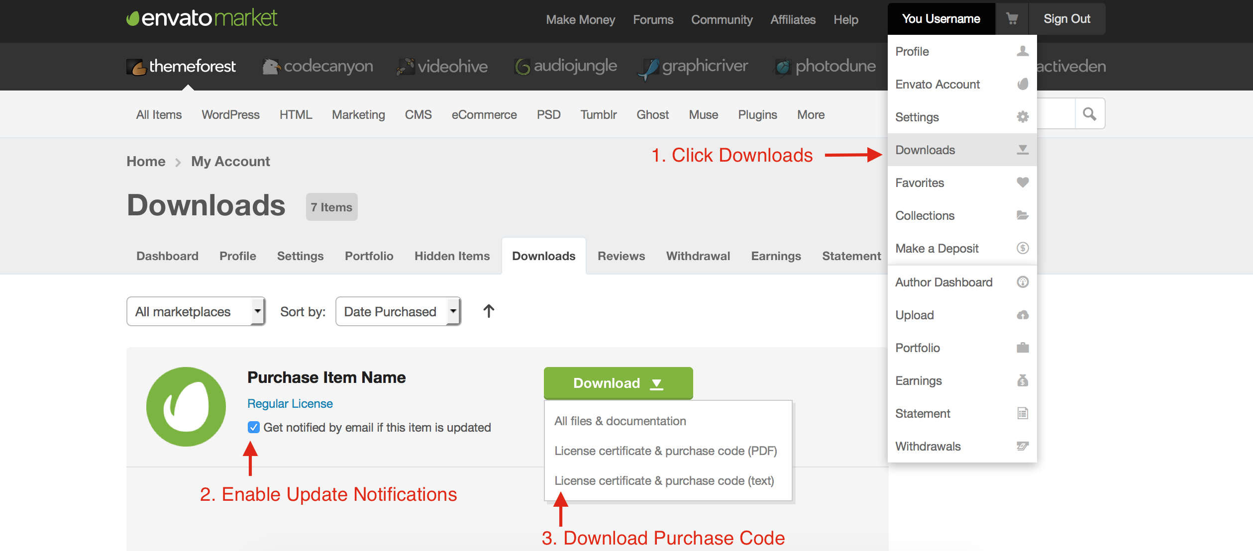 How to get my Envato purchase code?